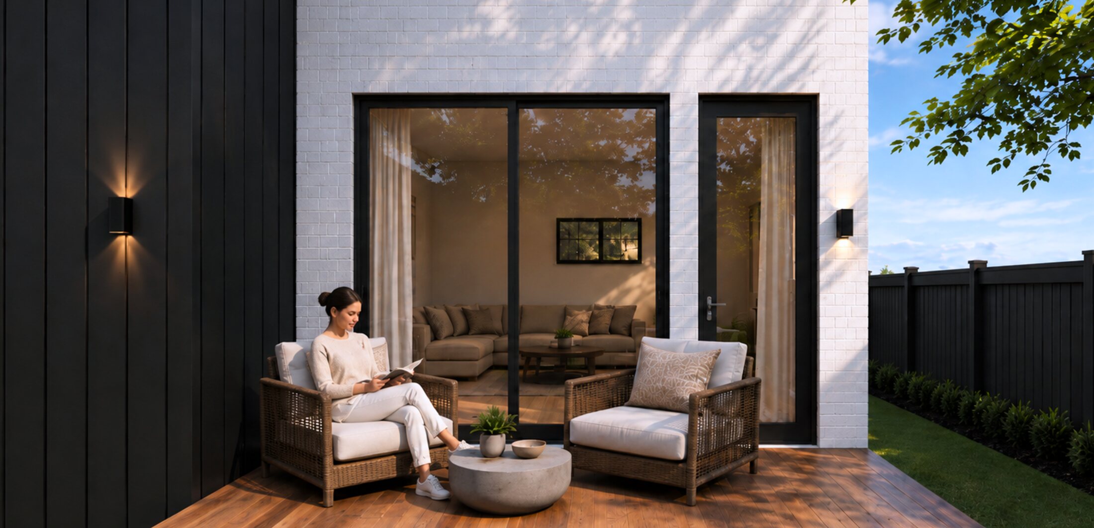 Artist impression of outdoor living at Dale Terraces